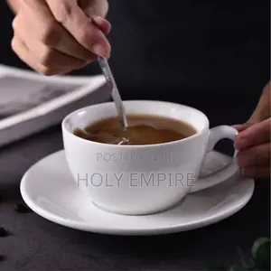 Pure White Ceramic Tea Cups and Saucer Sets, Simple Creativ