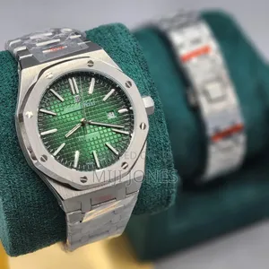 "Audemars Piguet Inspired Silver Chain Watch With Date"
