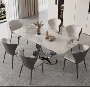 Unique Set of Marble Dining Table With 6 Chairs