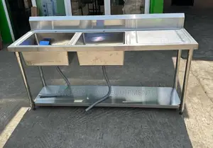 Stainless Steel Double Sink With Side and Under Shelf