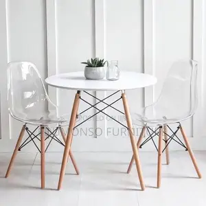 Luxury Dinning Round Table + 2 Transparent Chairs
