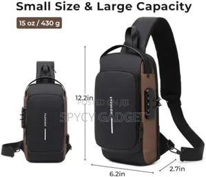 Fashion Ergonomic Design Sling Bag With Lock and Usb Port