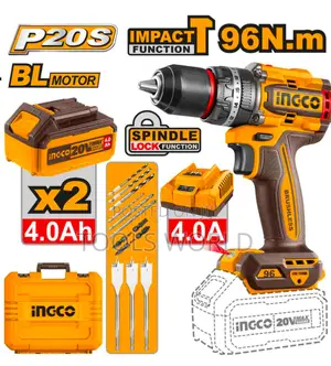 Ingco 20v Brushless Cordless Impact Drill 96nm + 2 Batteries