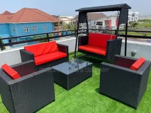 Outdoor Rattan Chair and Table With Swing