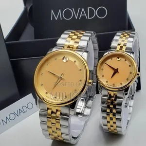 "Movado Inspired Two-Tone Couples Chain Watch
