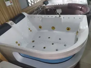 Hydrotherapy Auto Jacuzzi Hot Tub With Jets, White and Gold
