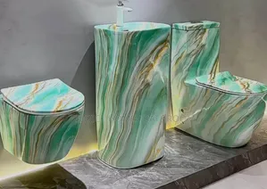 Luxury Marble Elegance Water Closet and Basin Bathroom Set