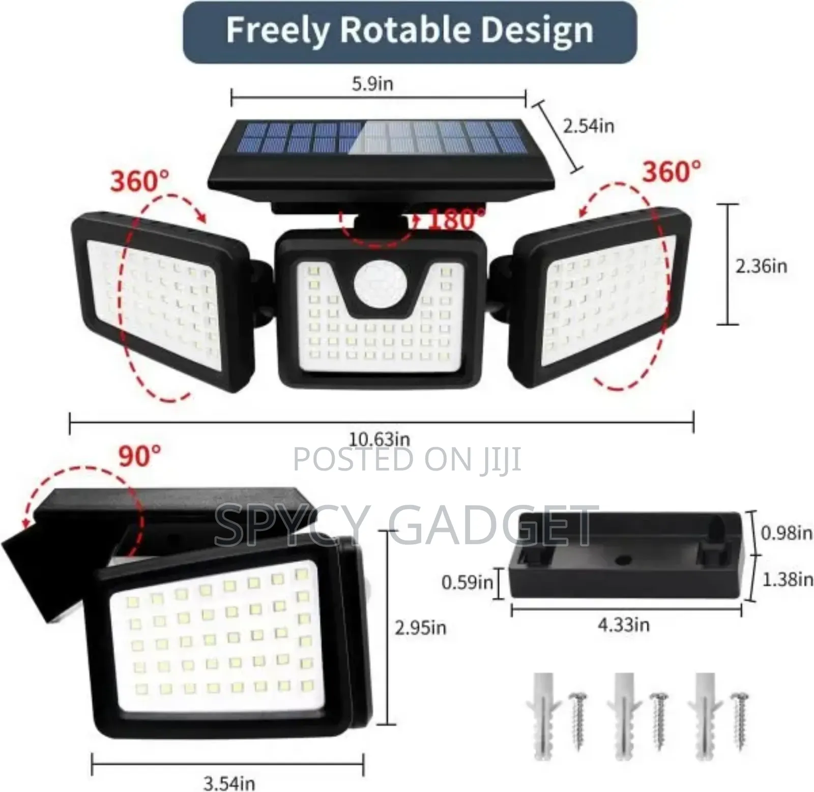 3 Heads Solar Sensor Flashlight With Remote Control
