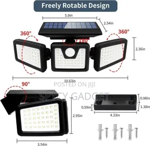 3 Heads Solar Sensor Flashlight With Remote Control