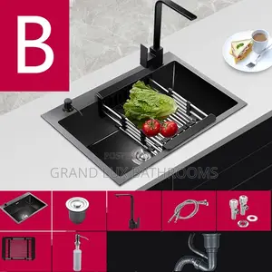 **"Modern Black Kitchen Sink Set With Accessories