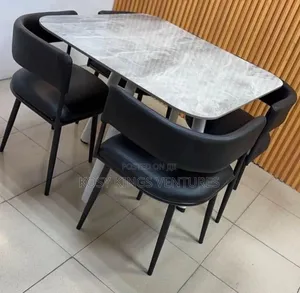 Luxurious Marble Dinning Set With Four Leather Seats