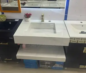 Marble Wash Hand Basin Cabinet With a Two-Tiered Design.