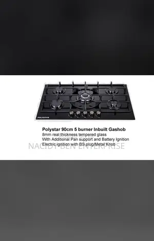 90cm Polystar 5burner Inbuilt Gas Hub