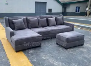Luxury L-Shaped Fabric Sofa+ Ottoman Can Come in Color