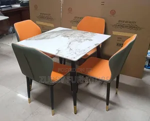 Quality and Imported Marble Top Dining Table by 4 Chairs
