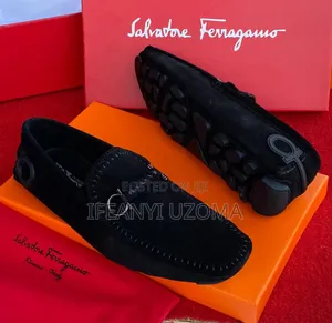 Ferragamo Suede Black Loafers Shoe