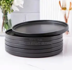 6pcs Black Ceramic Dinner Plate