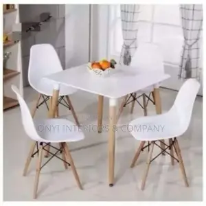 Dining Table With 4 Chairs Set - White-60cmx60cm