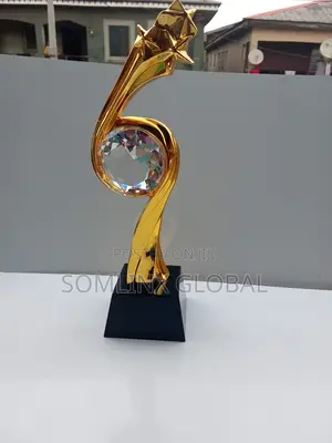 Gold Trophy Plaque, With Diamond Design
