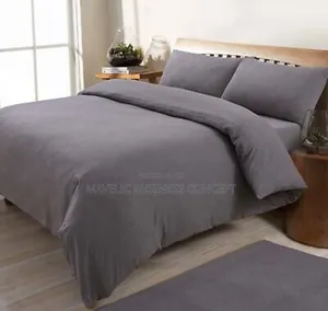 Plain Dark Gray Duvets With Bedsheet and Four Pillowcases