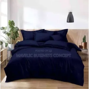 Plain Navy Blue Duvets With Bedsheet And Four Pillowcases