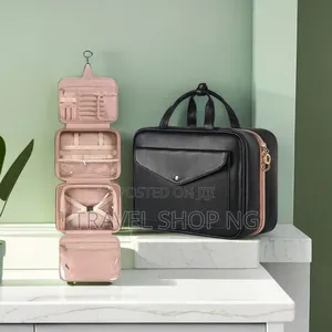 Pu Leather Large Capacity Hanging Toiletry Bag