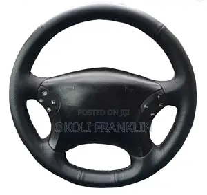 Hand Sewing Car Steering-Wheel Cover Black Beige