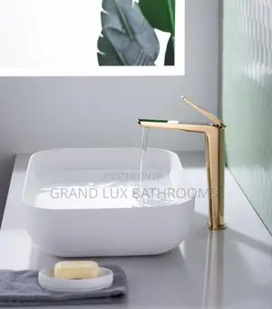Lmodern Countertop Wash Basin With Luxury Gold Faucet