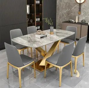 Exotic Marble Dining Table With 6 Chairs