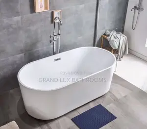 Modern Minimalist Bathroom With Freestanding Tub