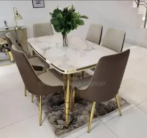 Modern Aesthetic Marble Dining Table With 6 Chairs