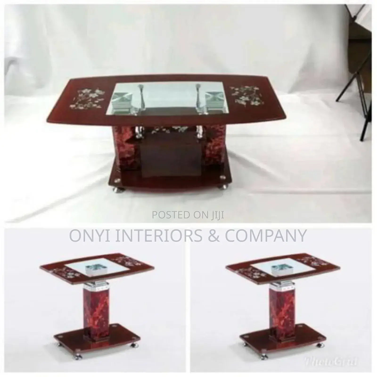Glass Table and 2 Stool