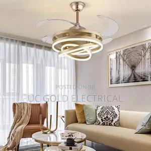 Nordic Minimalist Led Ceiling Fan Light 42 Inches Retractabl