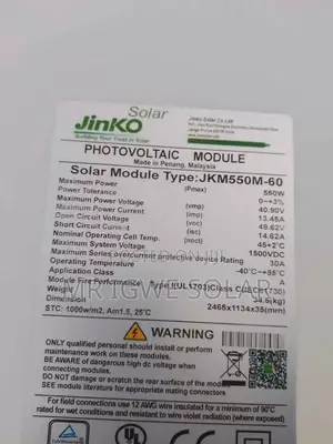 Jinko 550watts Panels