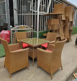 4 Seater Rattan Dining Table Set