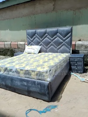 6by6 Padded Grey Silver Design Bed Frame