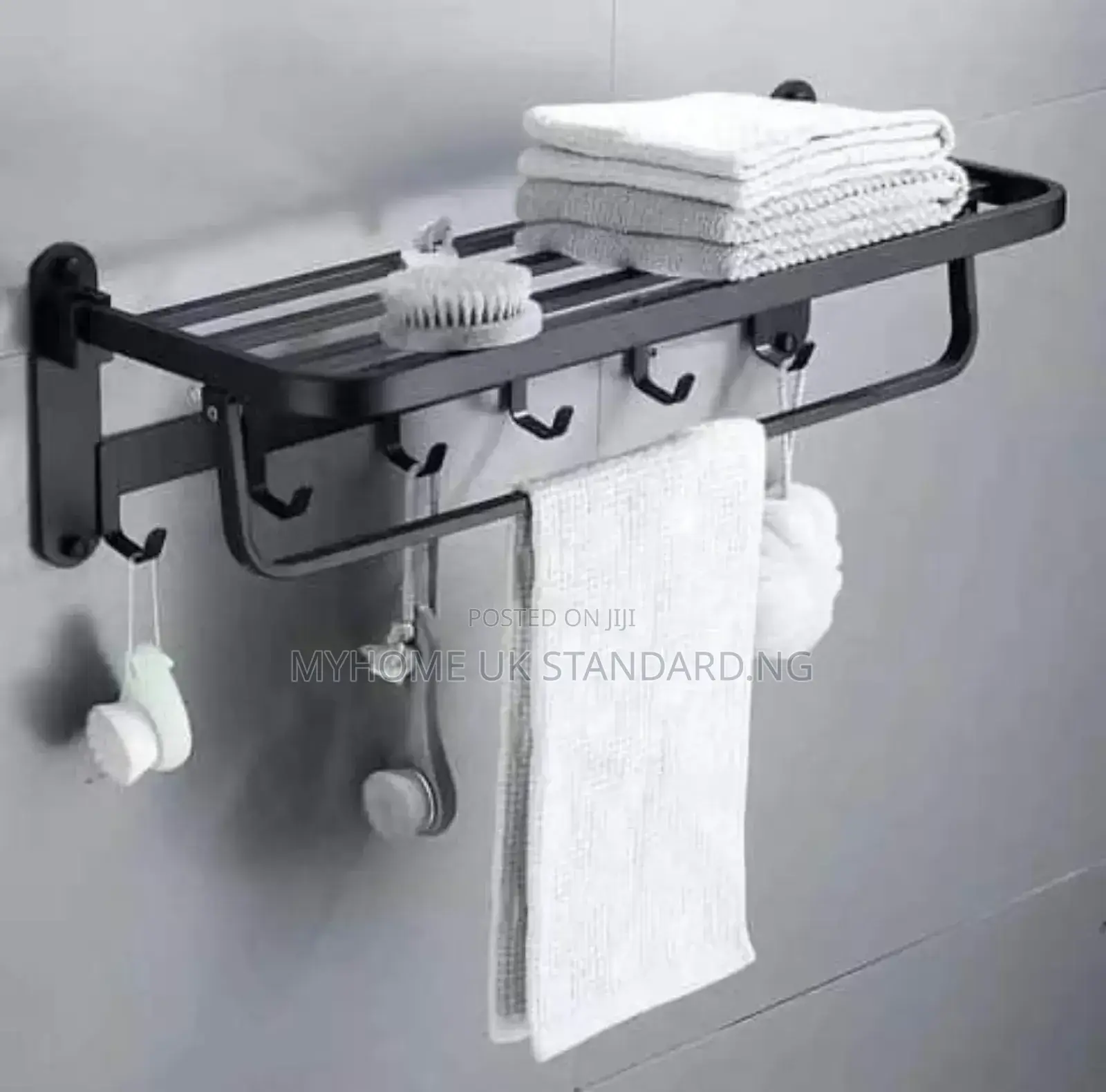 Quality Multiple Black Towel Rack With Hooks