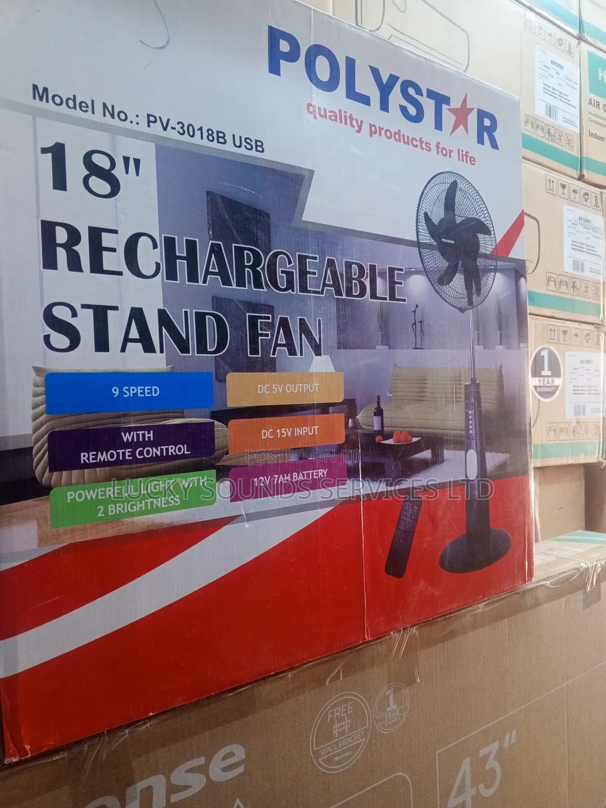 Polystar Rechargeable Fan 18"