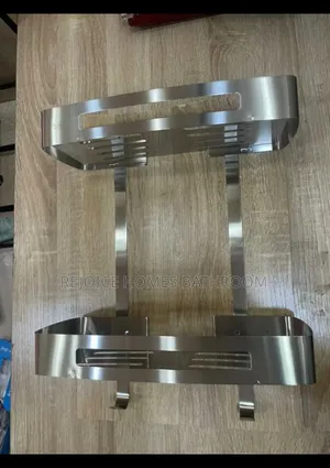 Wall-mounted Metal Bathroom Rack Double-layer With Hooks