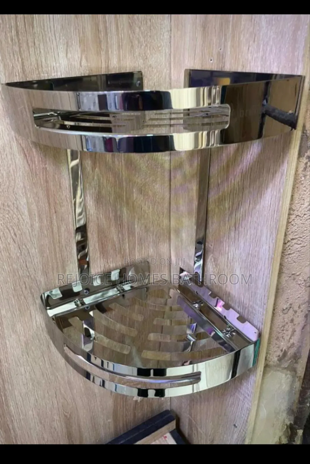 Wall-mounted Metal Bathroom Rack Double-layer With Hooks