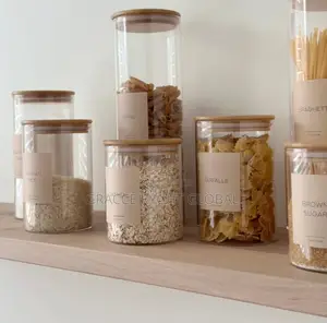 4pcs Airtight Glass Jar With Bamboo Lid