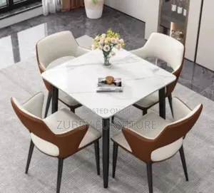 Quality and Imported Luxury Marble Top Dining Table by 4 Cha