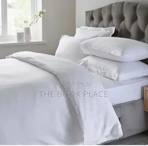Pure Stripped White Bedsheet With Pillow Cases