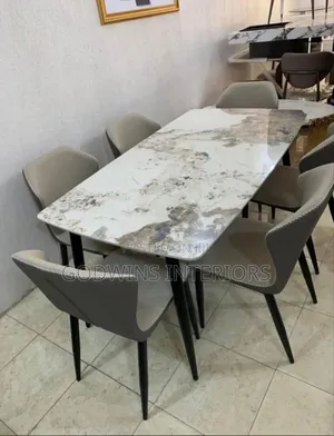 Royal Marbel Dinning With Six Chairs