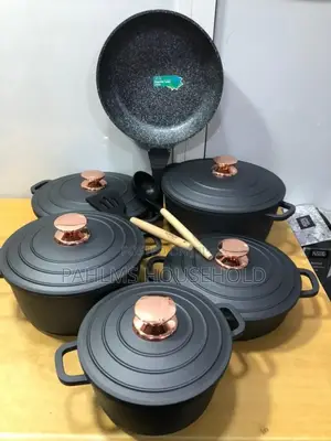 6-Set Nonstick Cast-Iron Induction Pot