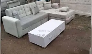 L-Shaped Fabric Sofa With Coffee Table Can Be Made in Color