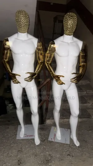 White & Gold Male Net Head Huge Male Mannequin