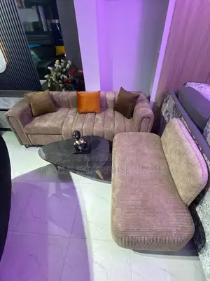 3-2 Brown Sofa Set With Clean Lines Cushions.