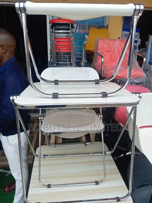 Italian Foldable Dining Table And 2 Chairs, With Metal Legs.