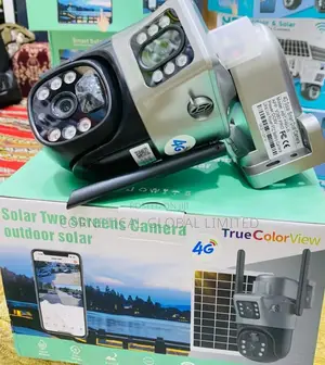 Solar CCTV Camera With Dual Lens 2 Views Screen Image 8mp